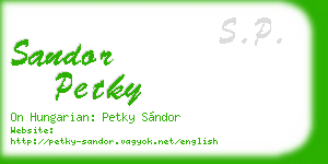 sandor petky business card