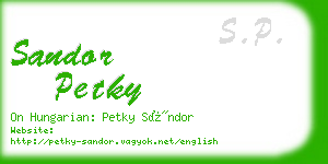 sandor petky business card